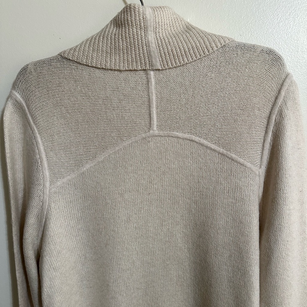 Nurture Cream Cotton/Wool Blend Shawl Collar Open Front Cardigan Sweater, Size L - Picture 4 of 7